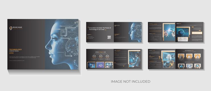 Diseño de folletos de IA y tecnología