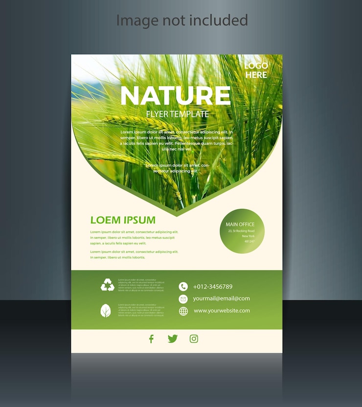 Vector diseño de folletos sobre naturaleza y agricultura