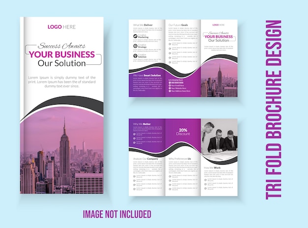 Diseño de folletos triples creativos vectoriales y modernos para negocios corporativos
