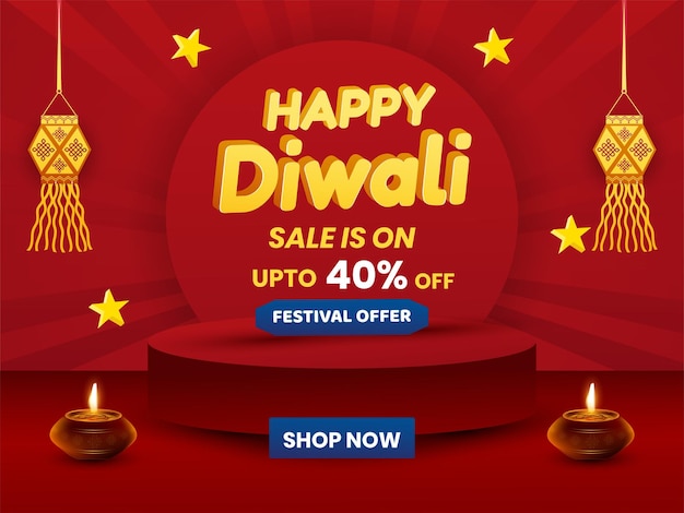 Diseño de fondo 3d de venta más grande de Happy Diwali.