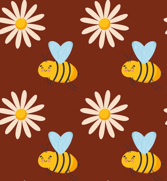Diseño de fondo de abejas y flores