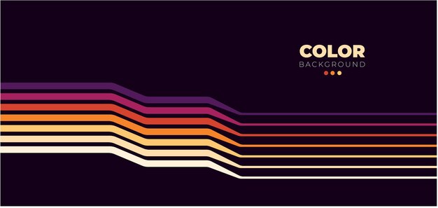 Diseño de fondo abstracto de los años 70 en estilo retro futurista con líneas coloridas