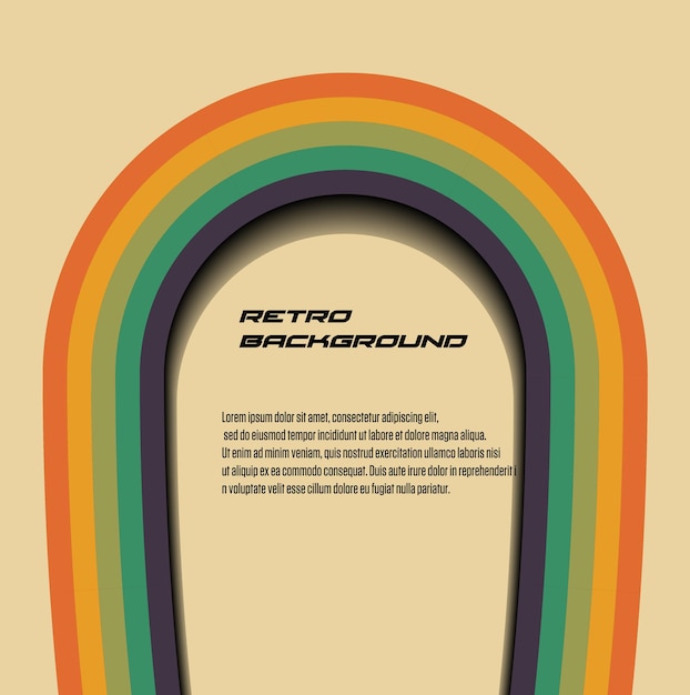 Diseño de fondo abstracto de los años 70 en estilo retro simple con rayas. Líneas de color psicodélico de los años 70. Ilustración vectorial