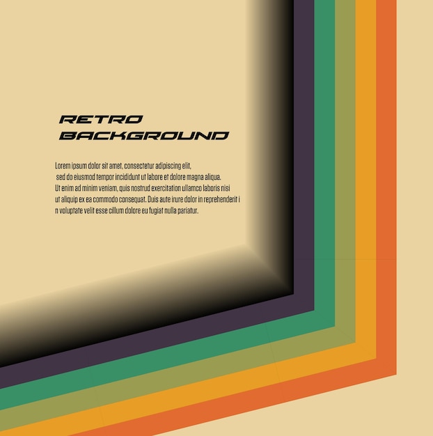 Diseño de fondo abstracto de los años 70 en estilo retro simple con rayas. Líneas de color psicodélico de los años 70. Ilustración vectorial