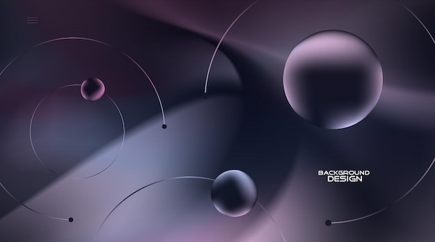 Diseño de fondo abstracto con color de estilo metálico moderno y líneas y bolas dinámicas