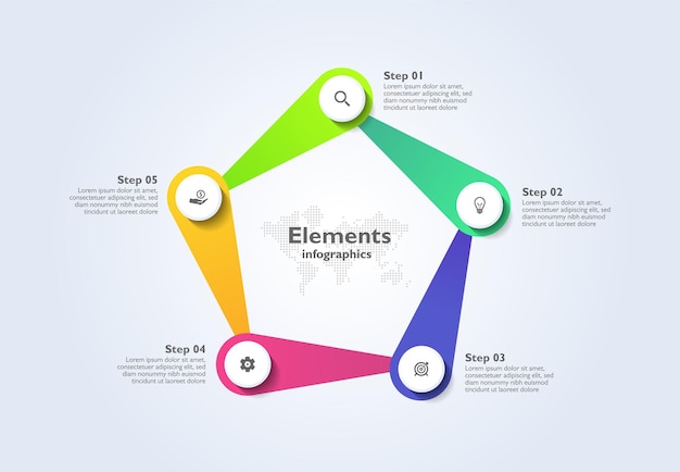 Diseño de fondo abstracto de elementos de plantilla de negocio de infografía de pasos de degradado