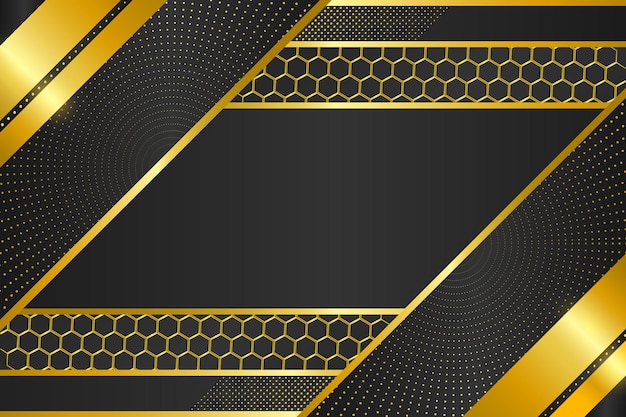 Diseño de fondo abstracto de lujo estilo elegante de color dorado y negro