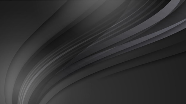 Diseño de fondo abstracto negro Patrón de líneas onduladas modernas curvas labradas en colores monocromáticos Textura de rayas premium para fondo de negocios de banner Plantilla de vector horizontal oscuro