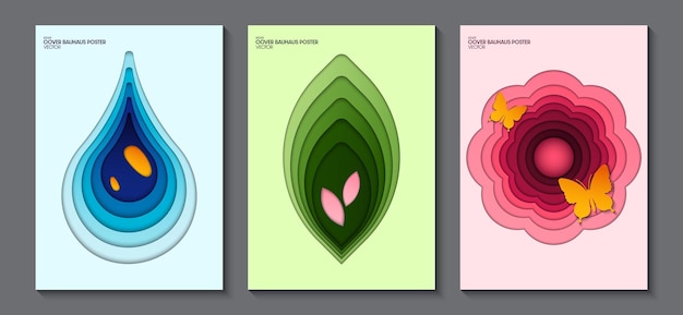 Diseño de fondo abstracto con ondas de papel coloridas Colores de contrasteDiseño vectorial para portada