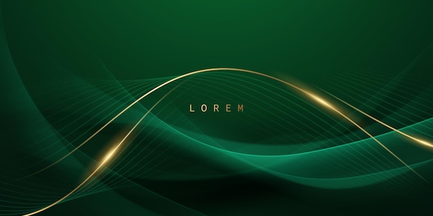 Diseño de fondo abstracto verde con elegantes elementos dorados ilustración vectorial