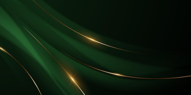 Diseño de fondo abstracto verde con elegantes elementos dorados ilustración vectorial