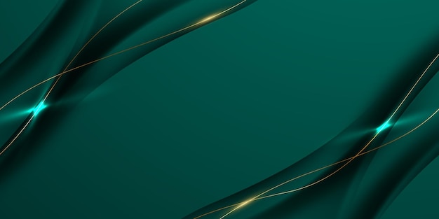 Diseño de fondo abstracto verde con elegantes elementos dorados ilustración vectorial