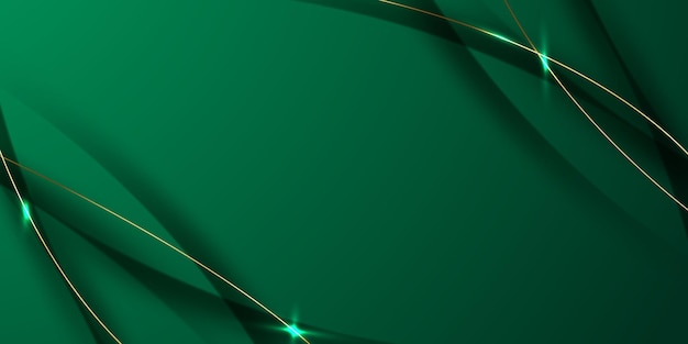 Diseño de fondo abstracto verde con elegantes elementos dorados ilustración vectorial