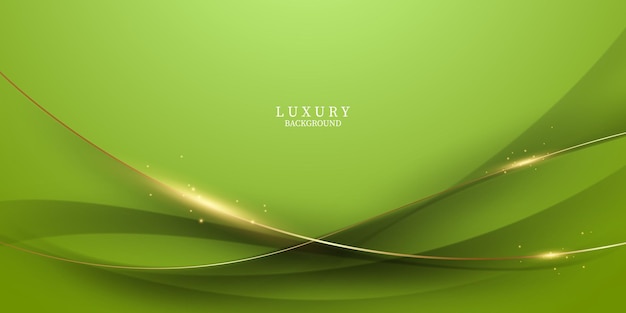 Diseño de fondo abstracto verde con elegantes elementos dorados ilustración vectorial