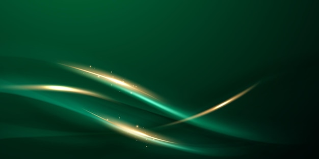 Diseño de fondo abstracto verde con elegantes elementos dorados ilustración vectorial