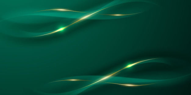 Diseño de fondo abstracto verde con elegantes elementos dorados ilustración vectorial