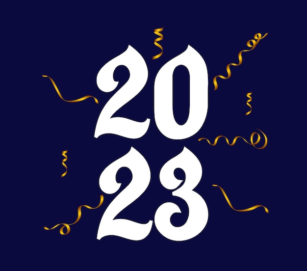 Diseño de fondo de año nuevo 2023. vector de número 2023. fondo azul..