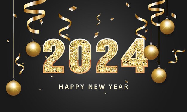 Diseño de fondo para el Año Nuevo de 2024 Tarjetas de felicitación Banner Cartel Ilustración vectorial