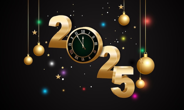 Diseño de fondo para el Año Nuevo 2025 Tarjeta de felicitaciones Banner Cartel Ilustración vectorial