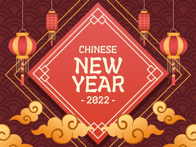 Diseño de fondo de año nuevo chino con saludo de color rojo feliz año nuevo lunar chino