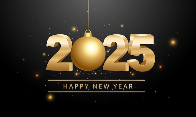 Diseño de fondo de año nuevo feliz 2025 Tarjeta de felicitación Banner cartel Ilustración vectorial xD