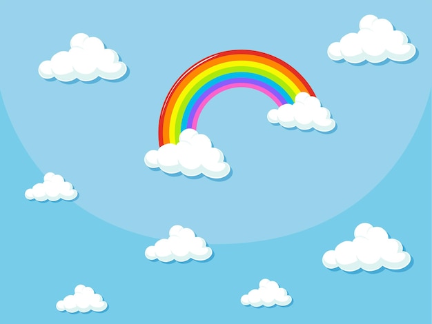 Vector diseño de fondo con arco iris en el cielo.