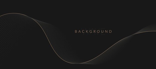 Diseño de fondo de arte de línea estilizado con líneas onduladas negras y doradas Elementos de diseño