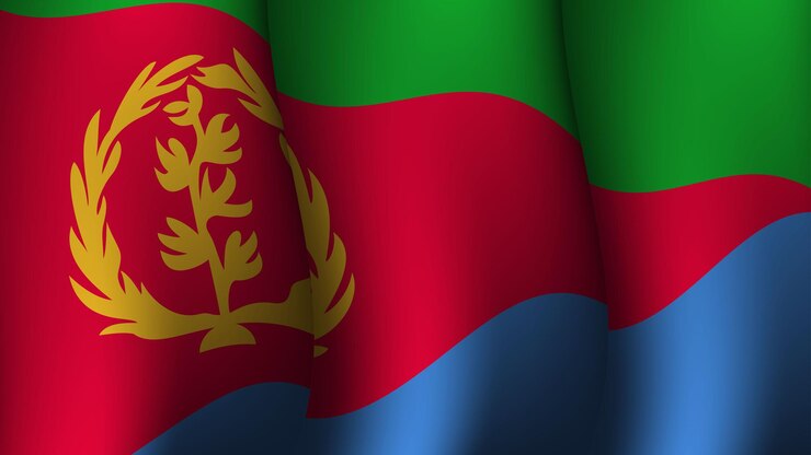 Vector diseño de fondo de la bandera de eritrea en la ilustración vectorial de la vista del atardecer