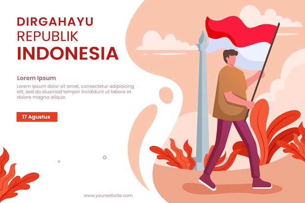 Diseño de fondo de banner de celebración del día de la independencia de indonesia