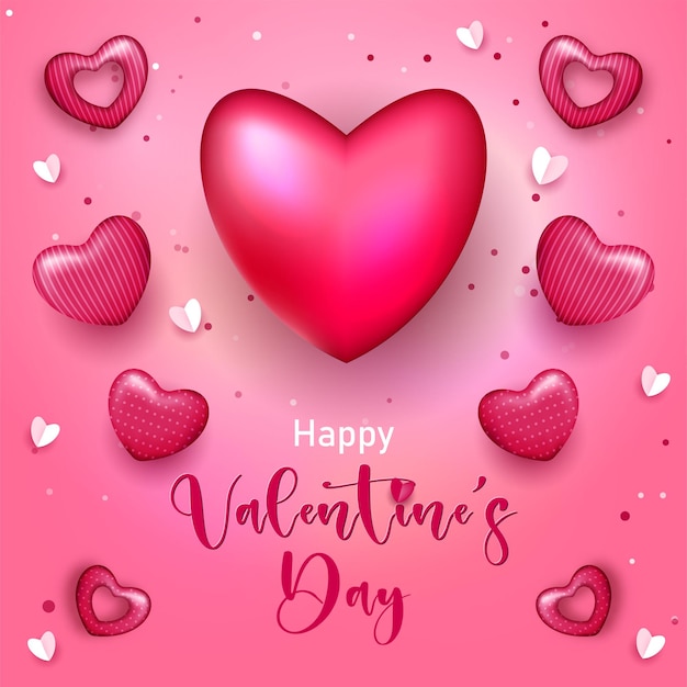 Diseño de fondo de banner de feliz día de San Valentín con ilustración de corazón