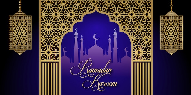 Diseño de fondo de banner de redes sociales islámicas de ramadán kareem