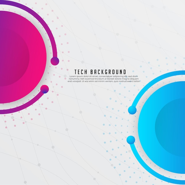 Diseño de fondo de banner de tecnología abstracta con arte de líneas de puntos circulares y color de gradiente