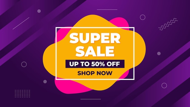Diseño de fondo de banner de venta de descuento degradado colorido moderno abstracto súper venta
