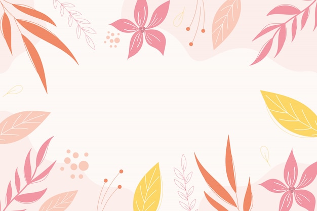Diseño de fondo botánico moderno en colores rosados con espacio para texto.