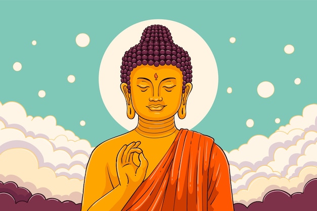 Diseño de fondo de Buda dibujado a mano