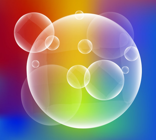 Diseño de fondo con burbujas en el fondo del arco iris