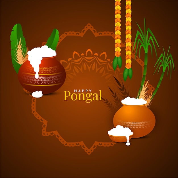 Diseño de fondo para la celebración del festival tradicional de Happy Pongal