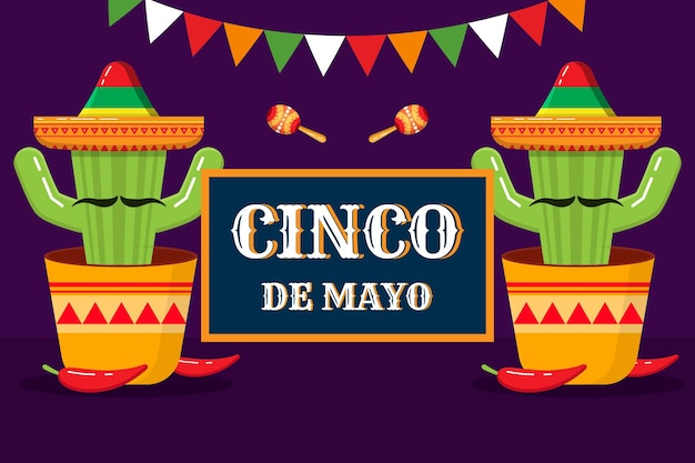 Diseño de fondo cinco de mayo con kaktus