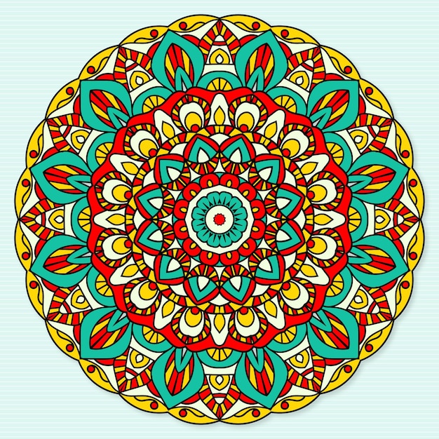 Diseño de fondo colorido mandala con hermoso adorno