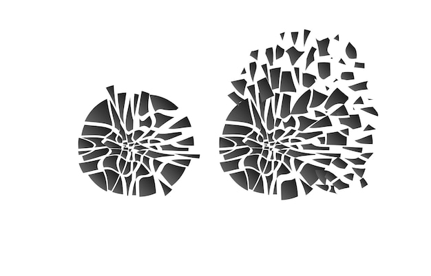 Vector diseño de fondo conjunto de iconos abstractos bola rota con piezas realistas concepto 3d