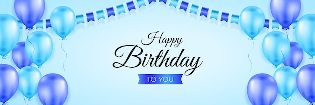 Diseño de fondo de cumpleaños feliz con globos realistas