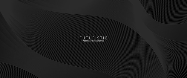 Diseño de fondo de curva de onda moderna en 3D con patrón de línea negra oscura diagonal Temp horizontal vectorial