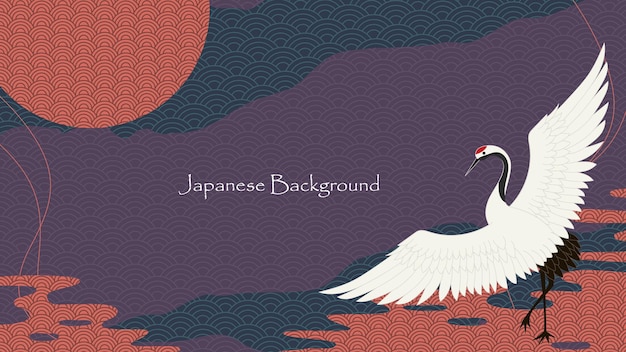 Diseño de fondo decorativo asiático de estilo japonés vector premium