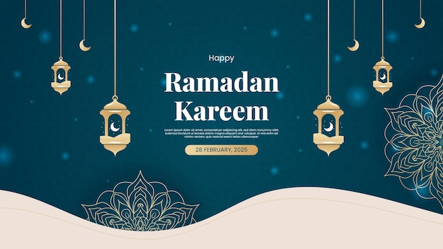 Diseño de fondo decorativo de estilo islámico con temas de Ramadán Kareem y Eid