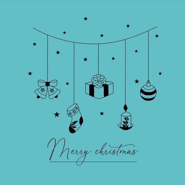Diseño de fondo decorativo de Navidad feliz dibujado a mano por vector libre