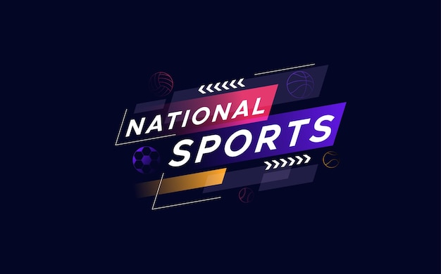 Diseño de fondo deportivo con varios adornos abstractos coloridos que son interactivos y sinérgicos