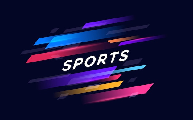 Diseño de fondo deportivo con varios adornos abstractos coloridos que son interactivos y sinérgicos