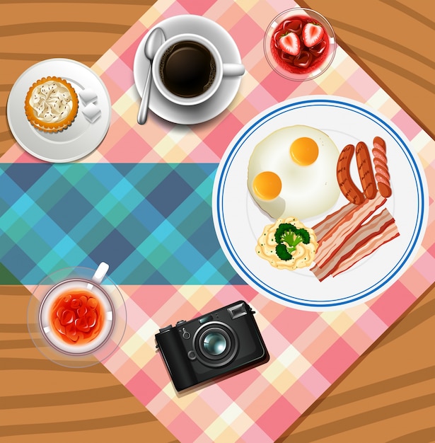 Vector diseño de fondo con desayuno