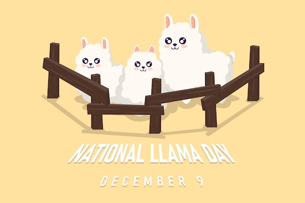 Diseño de fondo del Día Nacional de la Llama con llama y cerca