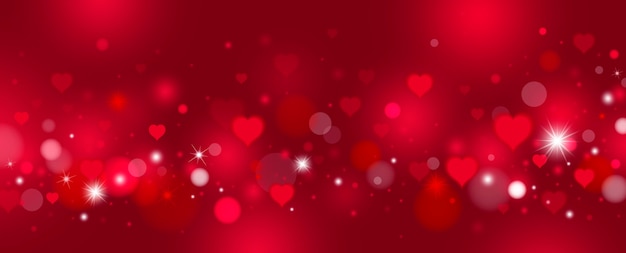 Diseño de fondo del día de San Valentín de corazones rojos y bokeh